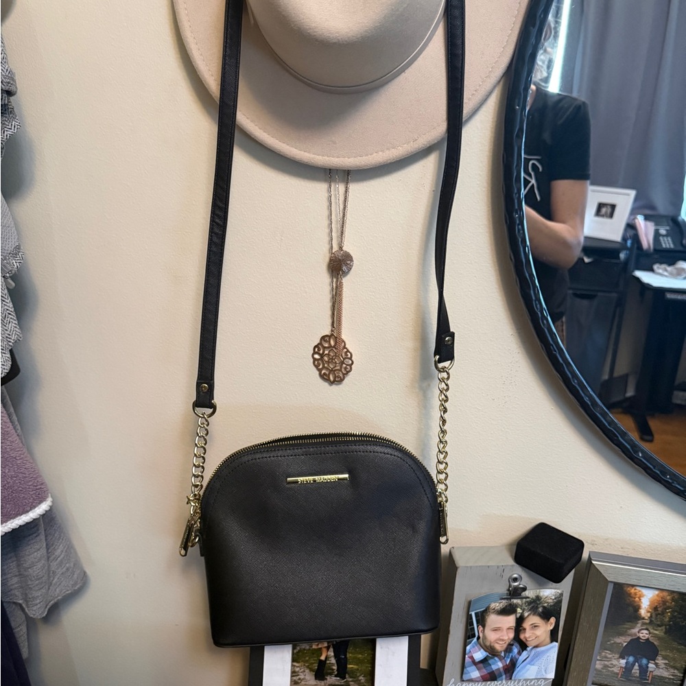 Steve Madden Black Crossbody Bag with Gold Accents